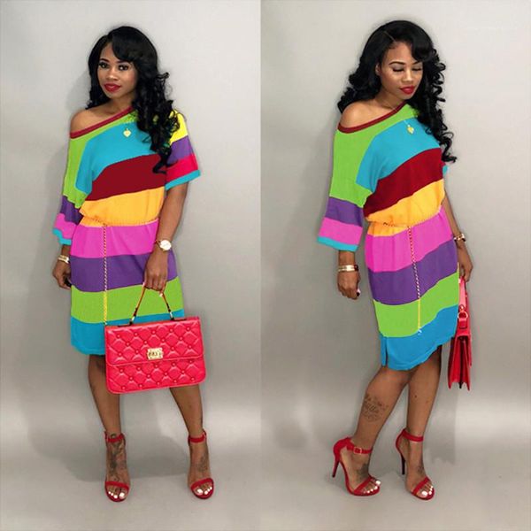 printed off shoulder min dresses casual boyfriend style women clothing summer women designer casual dresses striped, Black;gray